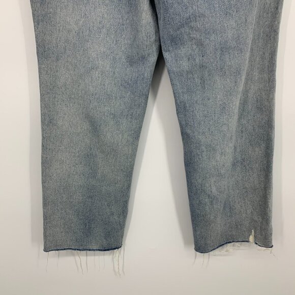 BlankNYC Jeans Madison Crop Blue Distressed Denim Raw Hem - Picture 11 of 12